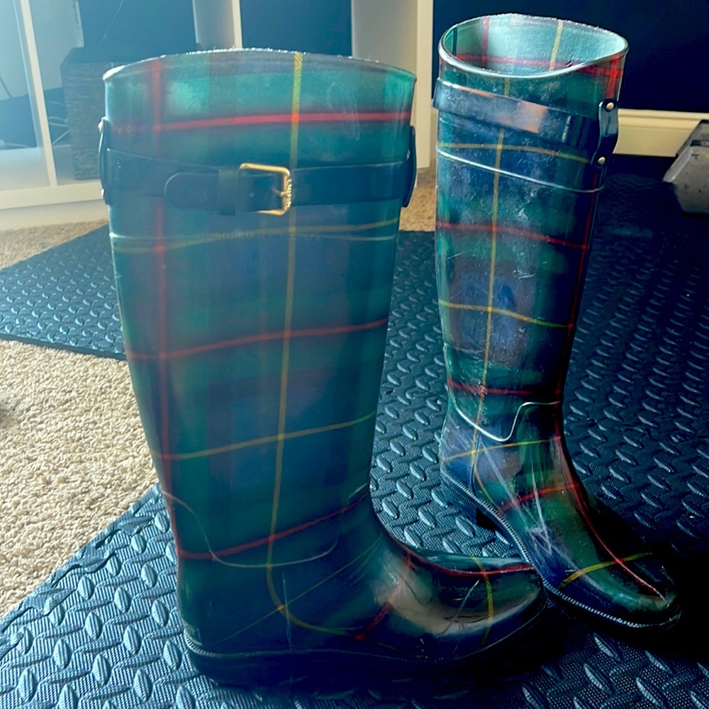 Ralph Lauren green plaid rain boots